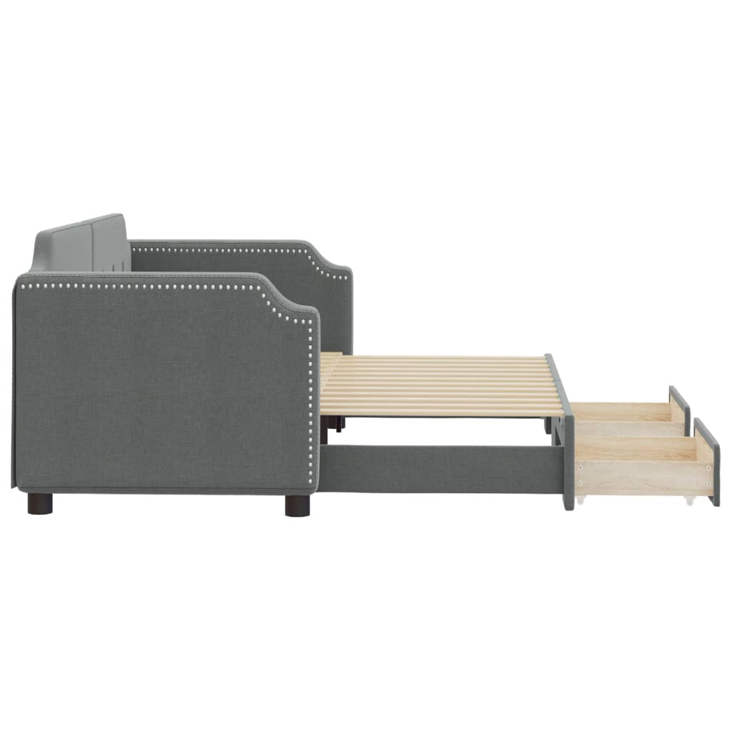 Sofá-cama c/ gavetão e gavetas 80x200 cm tecido cinzento-escuro