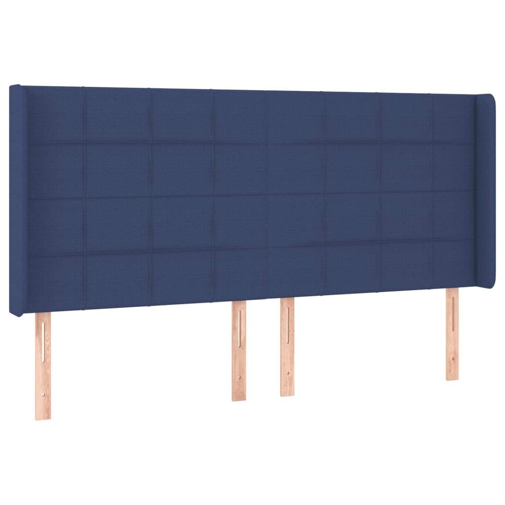 Cabeceira de cama c/ luzes LED tecido 203x16x118/128 cm azul