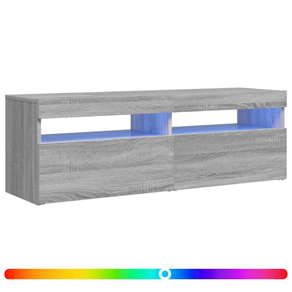 Móvel de TV com luzes LED 120x35x40 cm cinzento sonoma