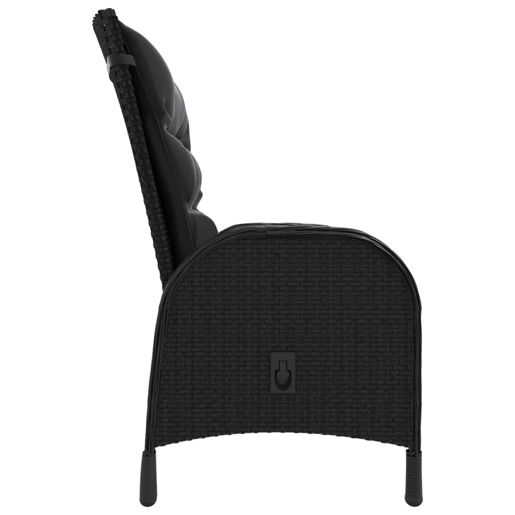 3 Pcs conjunto de bistrô para jardim vime PE preto