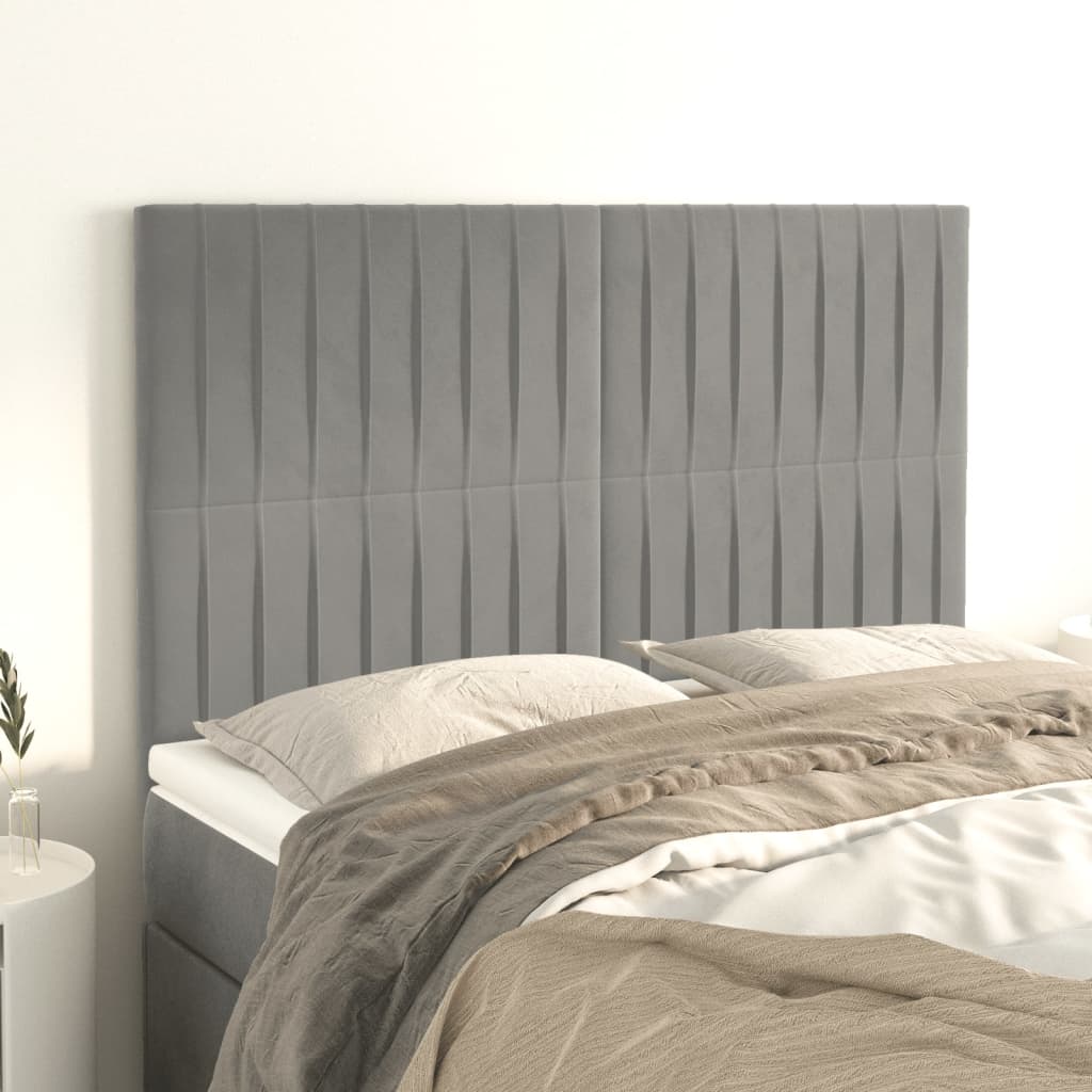 Cabeceira cinza claro 144x5x118/128 cm veludo