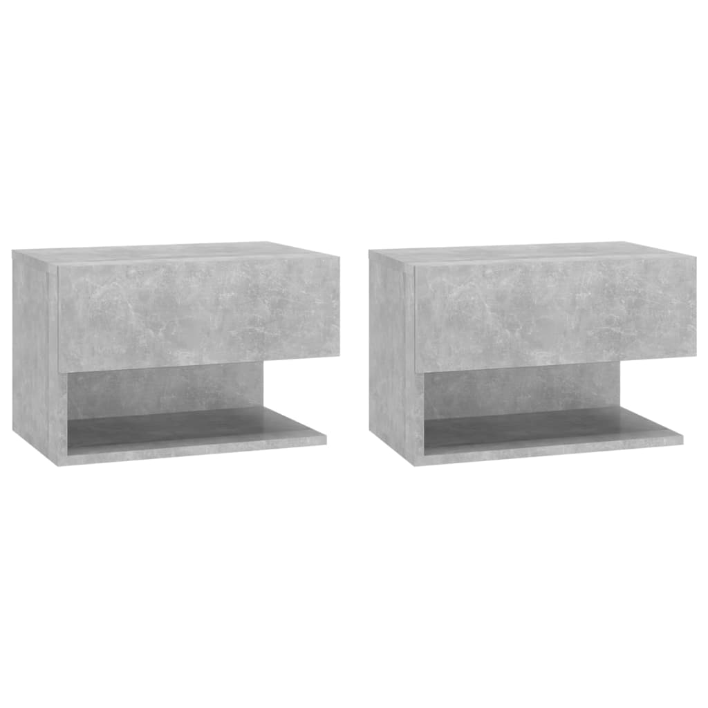 Mesas de cabeceira montagem na parede 2 pcs cinzento cimento