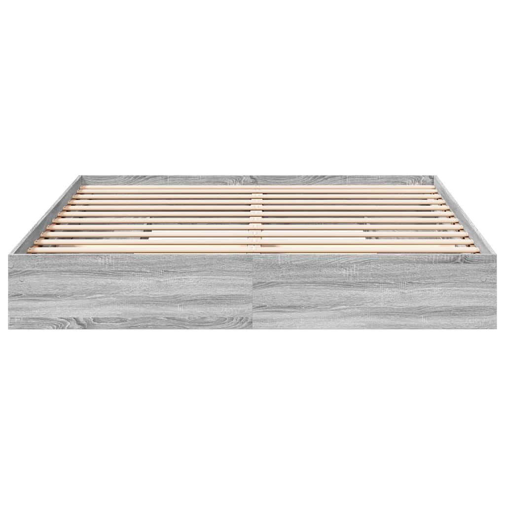 Estrutura de cama c/ gavetas derivados madeira cinza sonoma