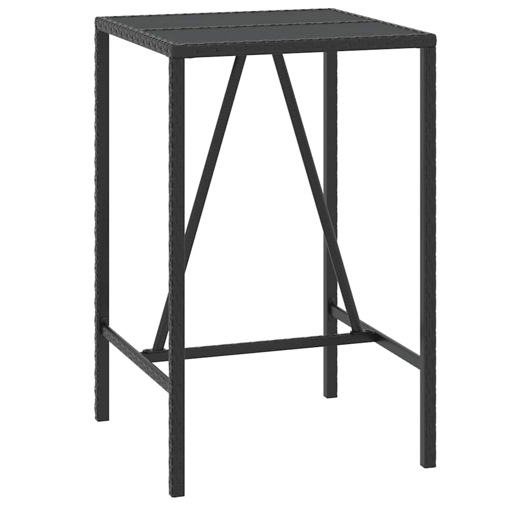 3 Pcs conjunto de bar p/ jardim vime PE/acácia maciça preto