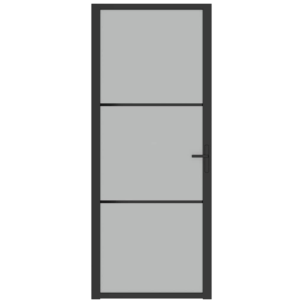 Porta interior 83x201,5 cm vidro fosco e alumínio preto