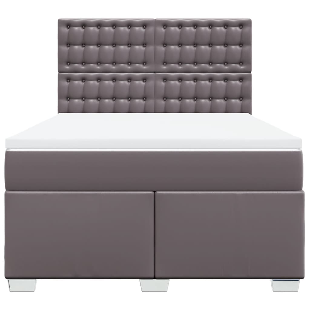 Cama com molas/colchão 140x190 cm couro artificial cinzento