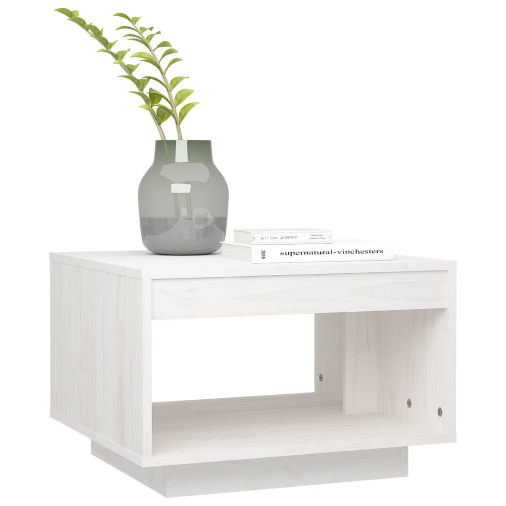 Mesa de centro 50x50x33,5 cm madeira de pinho maciça branco