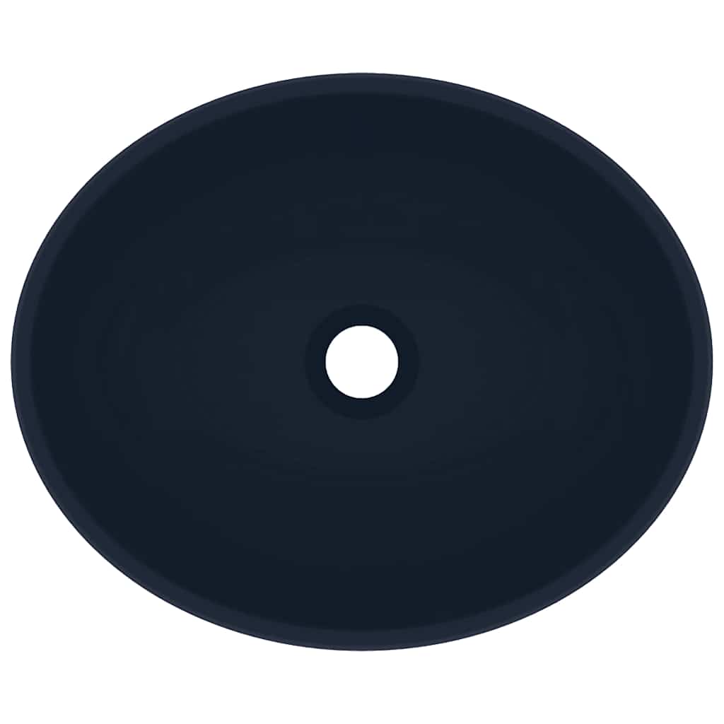 Lavatório luxuoso oval 40x33cm cerâmica azul-escuro mate