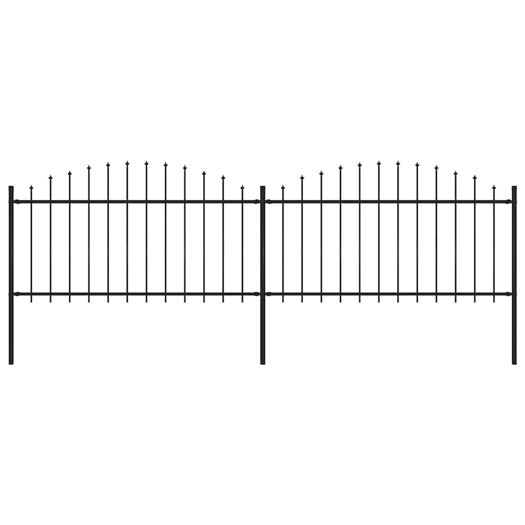 Cerca de jardim com topo em forma de lança em aço 337x150 cm, preta