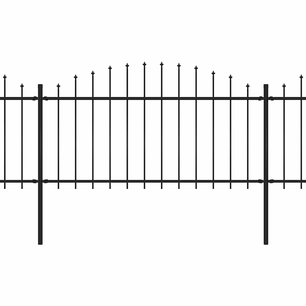 Cerca de jardim com topo em forma de lança em aço 337x150 cm, preta