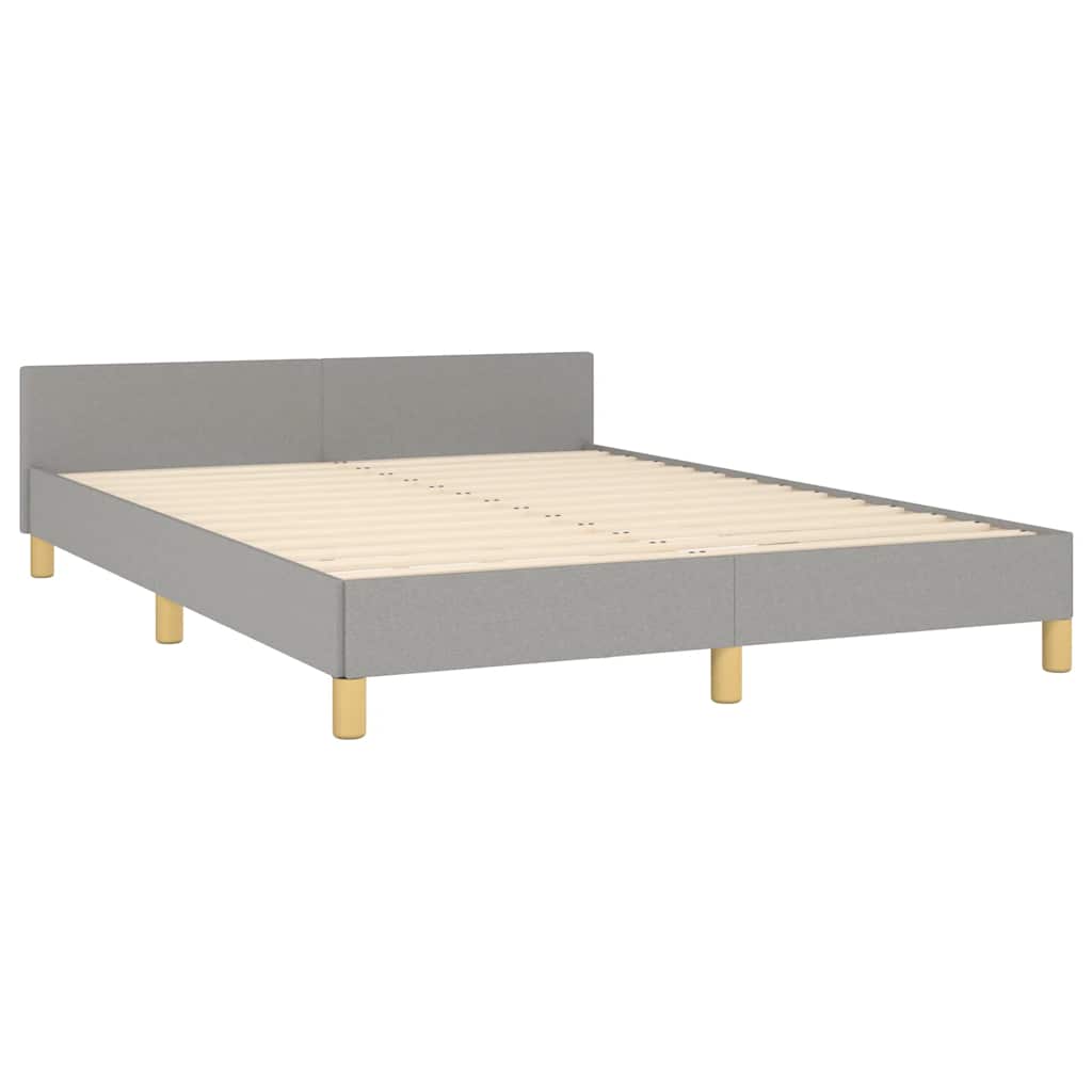 Estrutura de cama sem colchão 140x200 cm tecido cinzento-claro