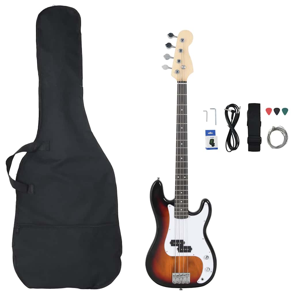 Baixo elétrico para iniciantes com saco 4/4 46" castanho/branco