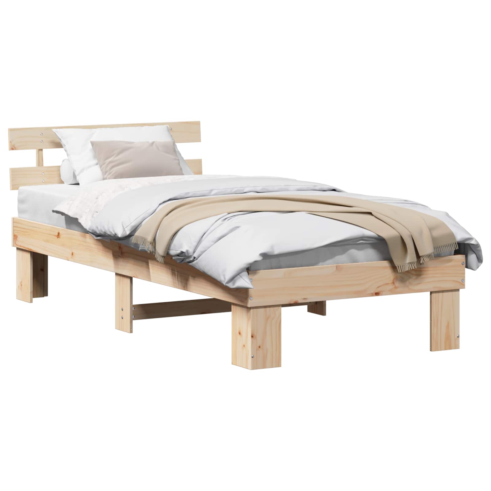 Estrutura da cama com cabeceira natural 75 x 190 cm