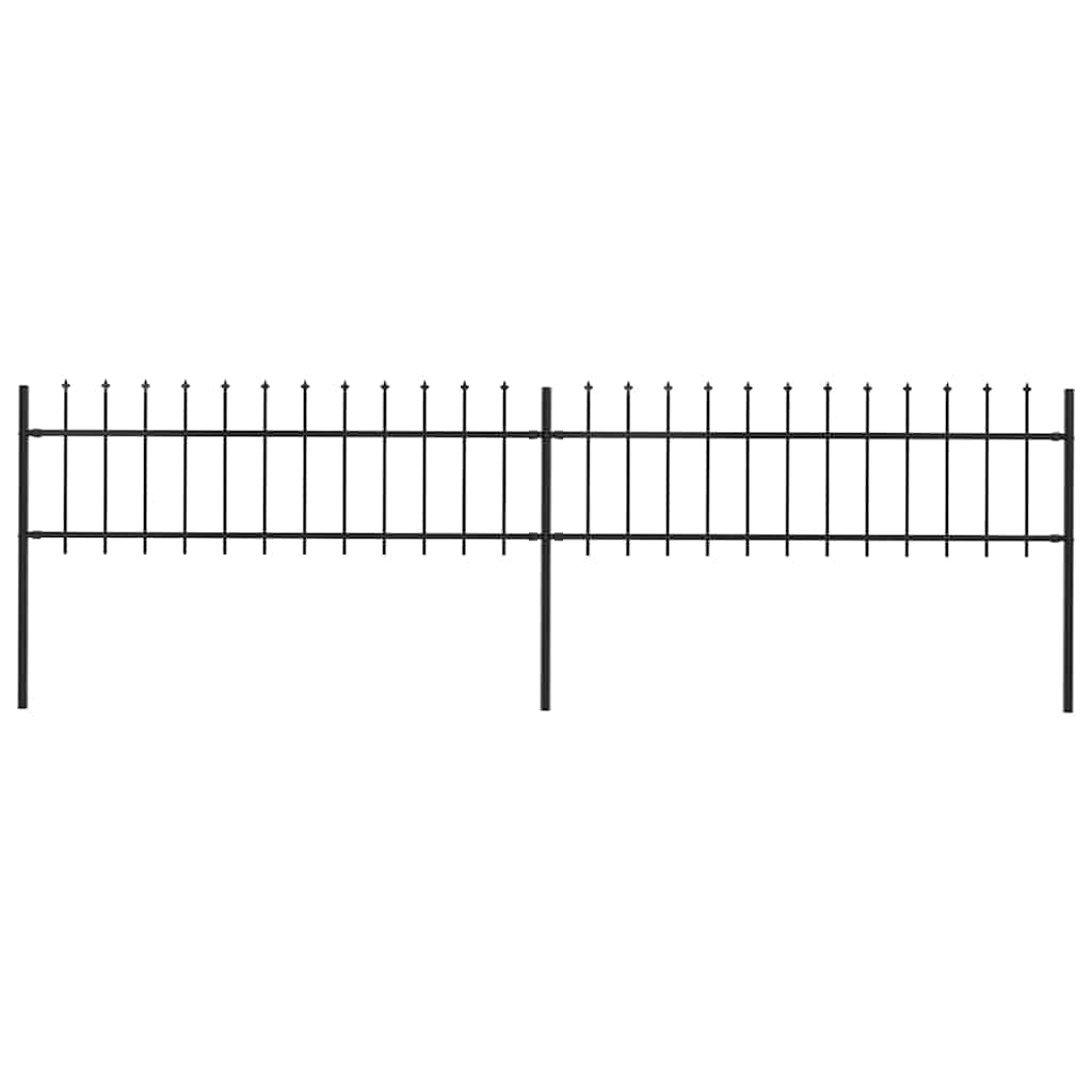 Cerca de jardim com topo em forma de lança em aço 337x60 cm, preta