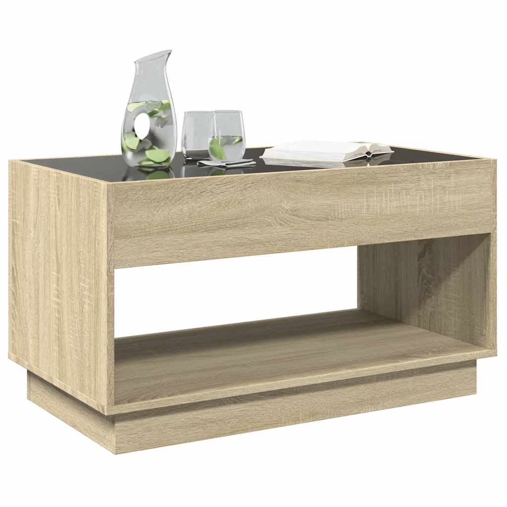 Mesa de centro luzes LED infinity 90x50x50 cm carvalho sonoma
