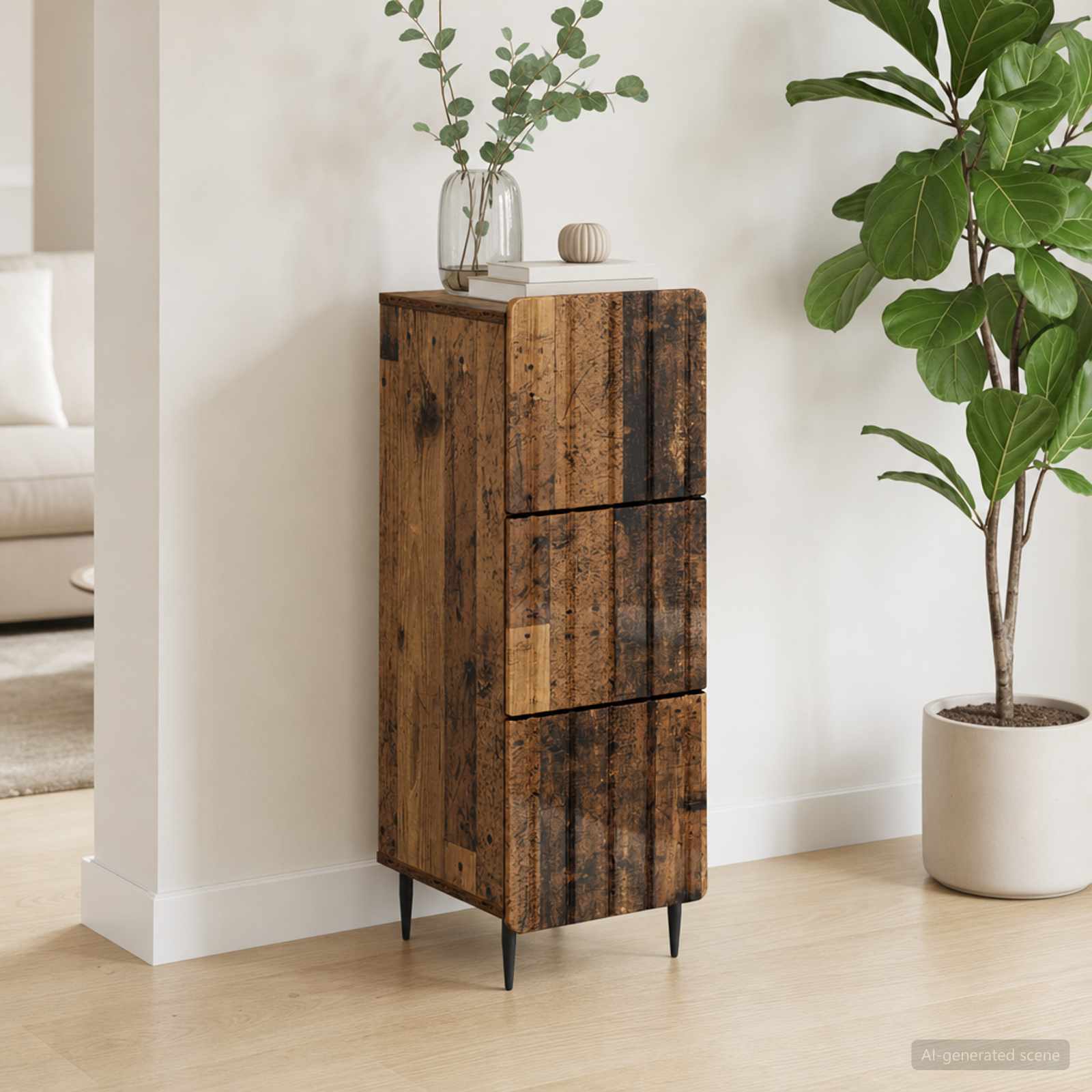 Gabinete de gavetas madeira antiga 33 x 34,5 x 92 cm