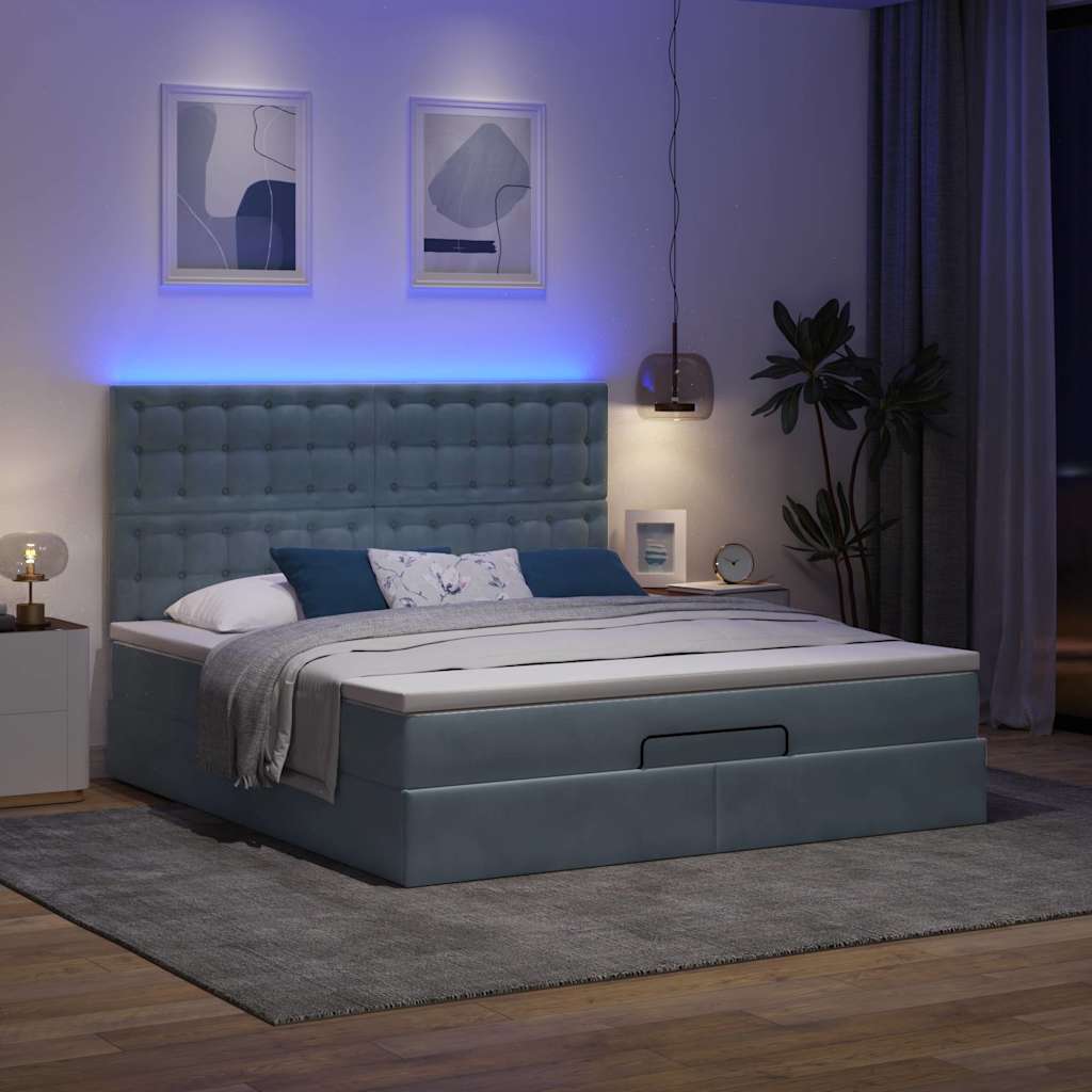 Estrutura cama otomana colchões 180x200 cm cinzento escuro