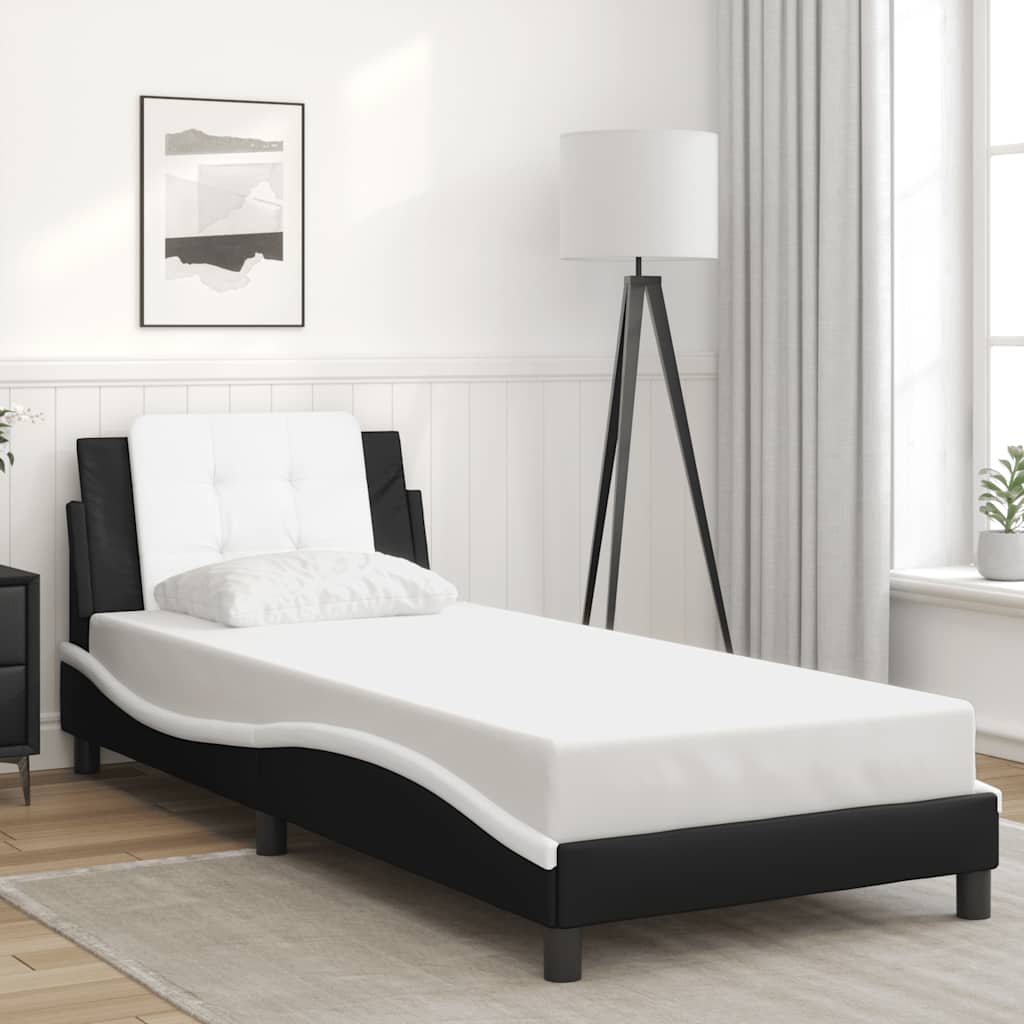 Estrutura de cama sem colchão zadar couro artif. 80x200 cm preto/branco