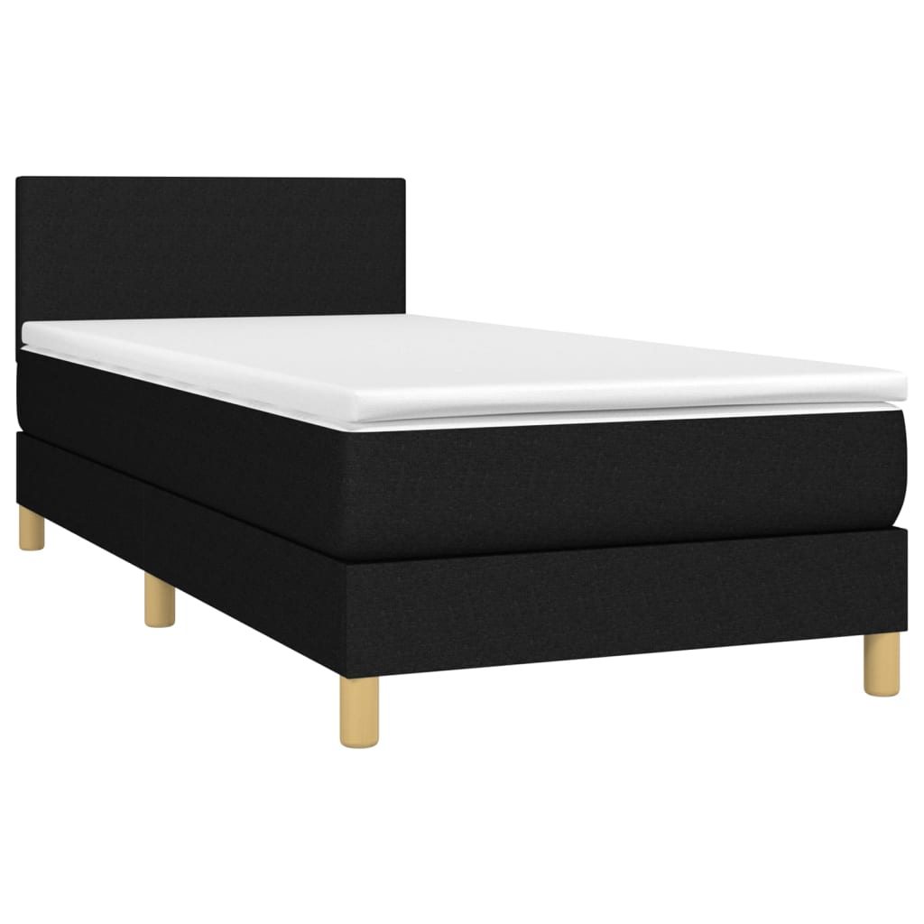 Cama com molas/colchão 90x200 cm tecido preto