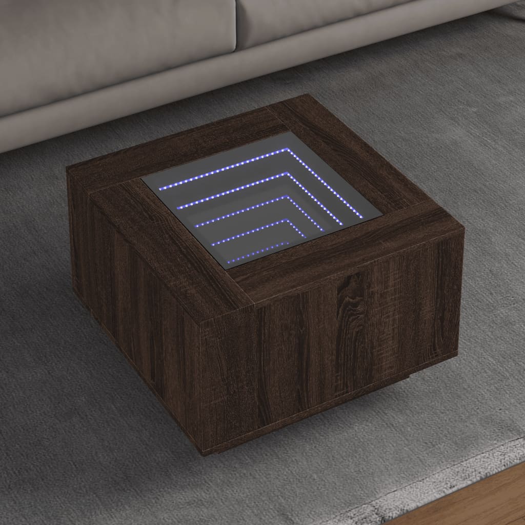 Mesa de centro c/ leds 60x60x40 cm derivados de madeira