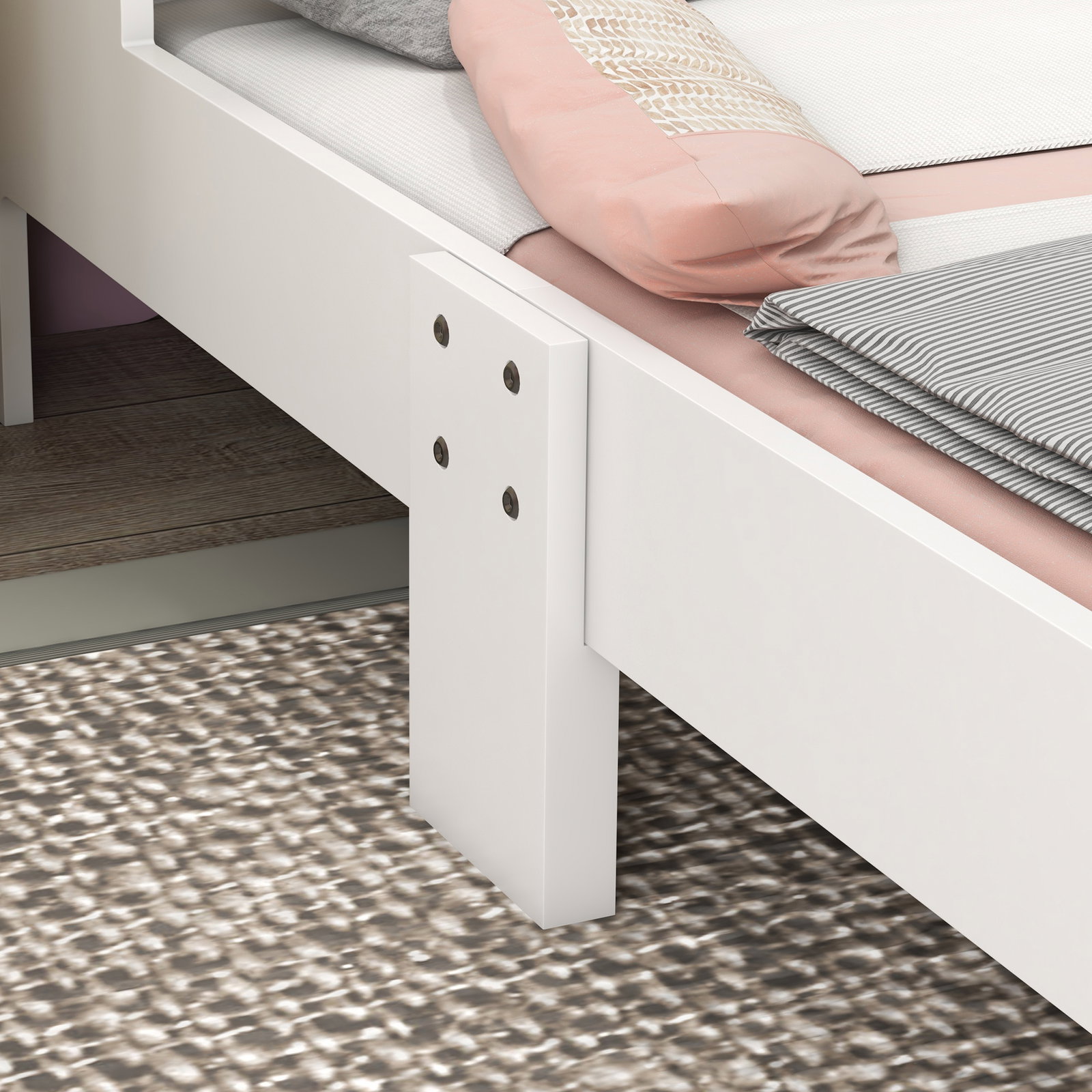 Cama para crianças de 3-6 anos 143x74x66 cm cama infantil de madeira em forma de arco íris rosa