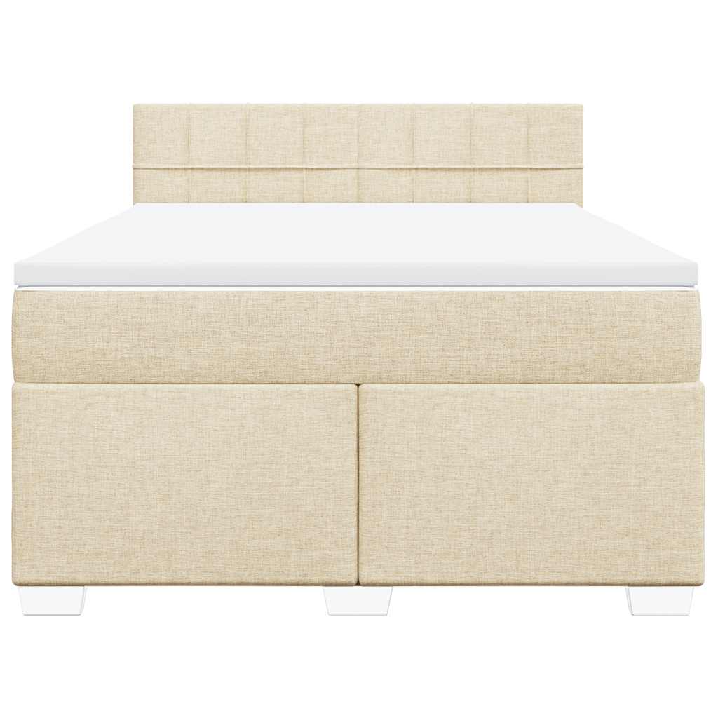 Cama com molas/colchão 140x190 cm tecido cor creme
