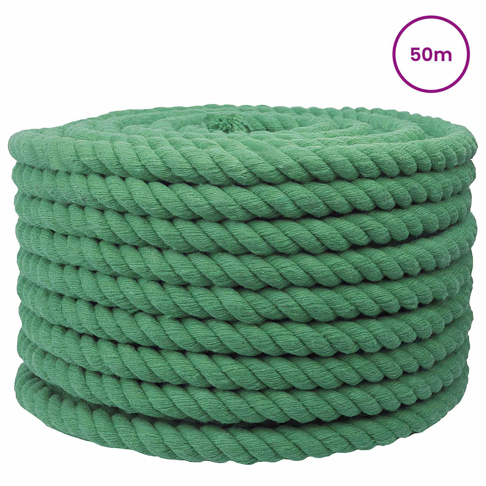 Corda de algodão 20 mm 50 m verde 100% algodão