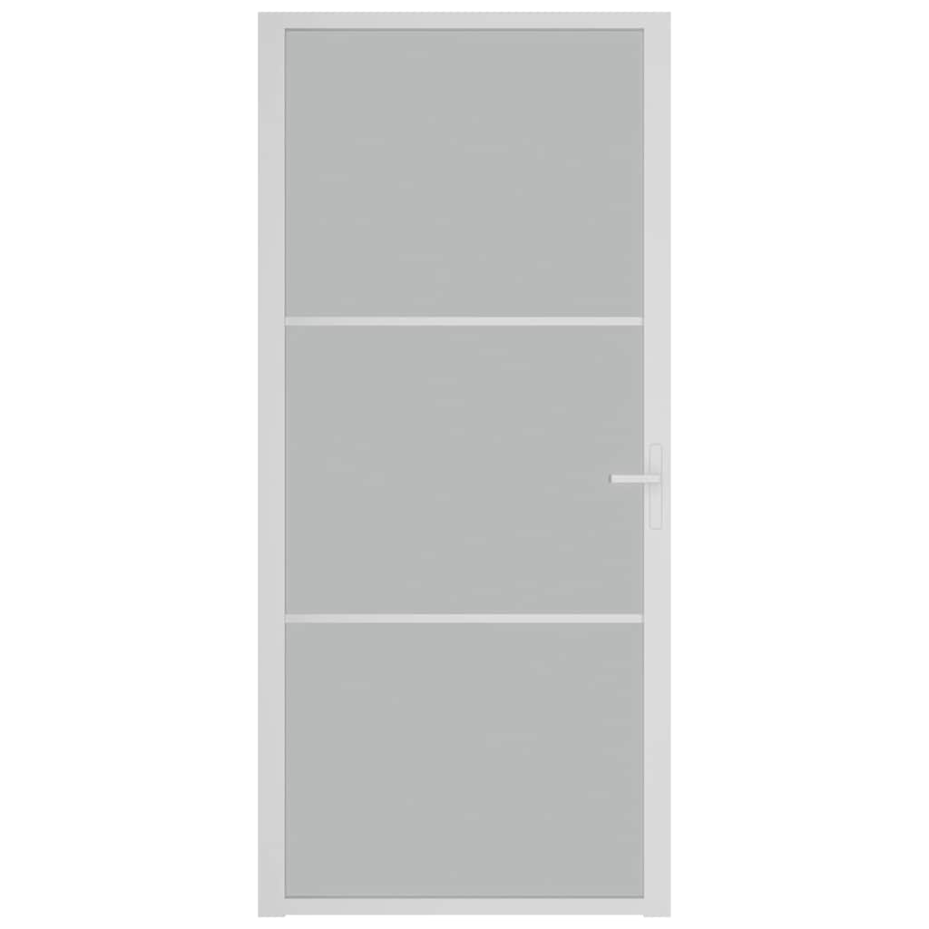 Porta de interior 93x201,5 cm vidro fosco e alumínio branco