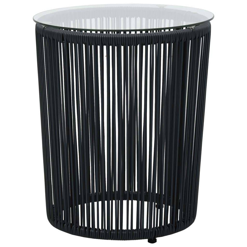 3 Pcs conjunto bistrô com almofadões vime PE preto