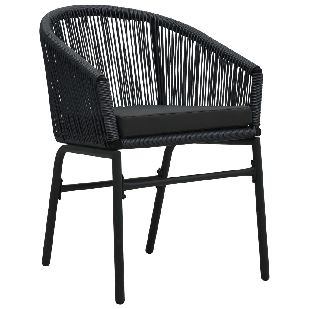 3 Pcs conjunto bistrô com almofadões vime PE preto