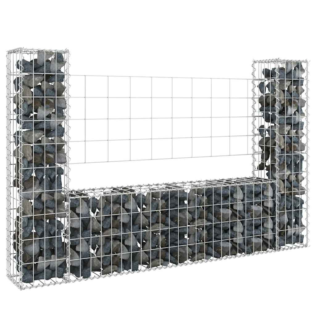 Cesto gabião em forma de u c/ 2 postes 140x20x100 cm ferro