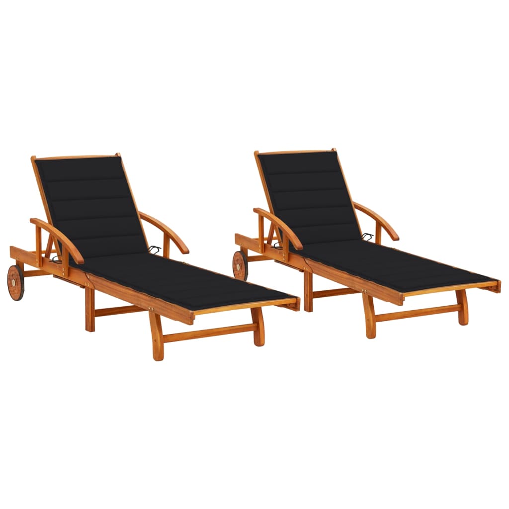 Espreguiçadeiras com almofadões 2 pcs madeira de acácia maciça