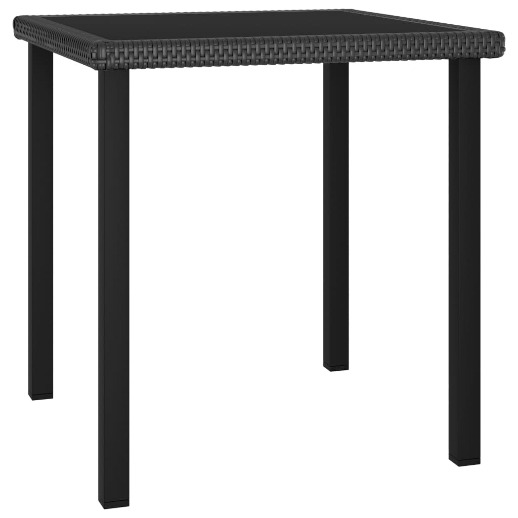 3 Pcs conjunto de jantar para jardim vime PE preto
