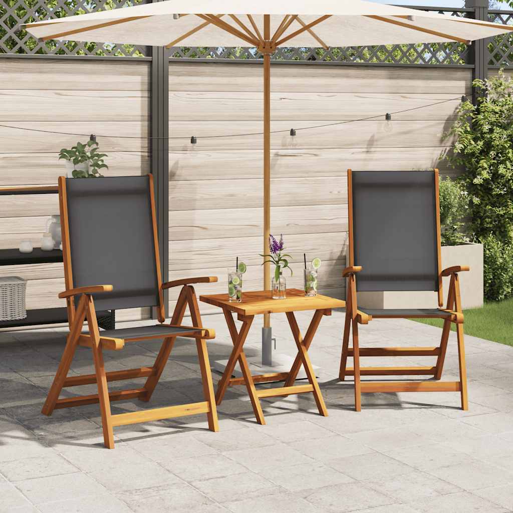 Cadeiras de jardim dobráveis 2 pcs acácia maciça e textilene