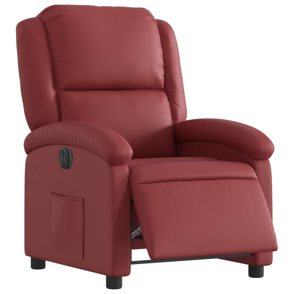 Poltrona reclinável elétrica couro artificial vermelho tinto