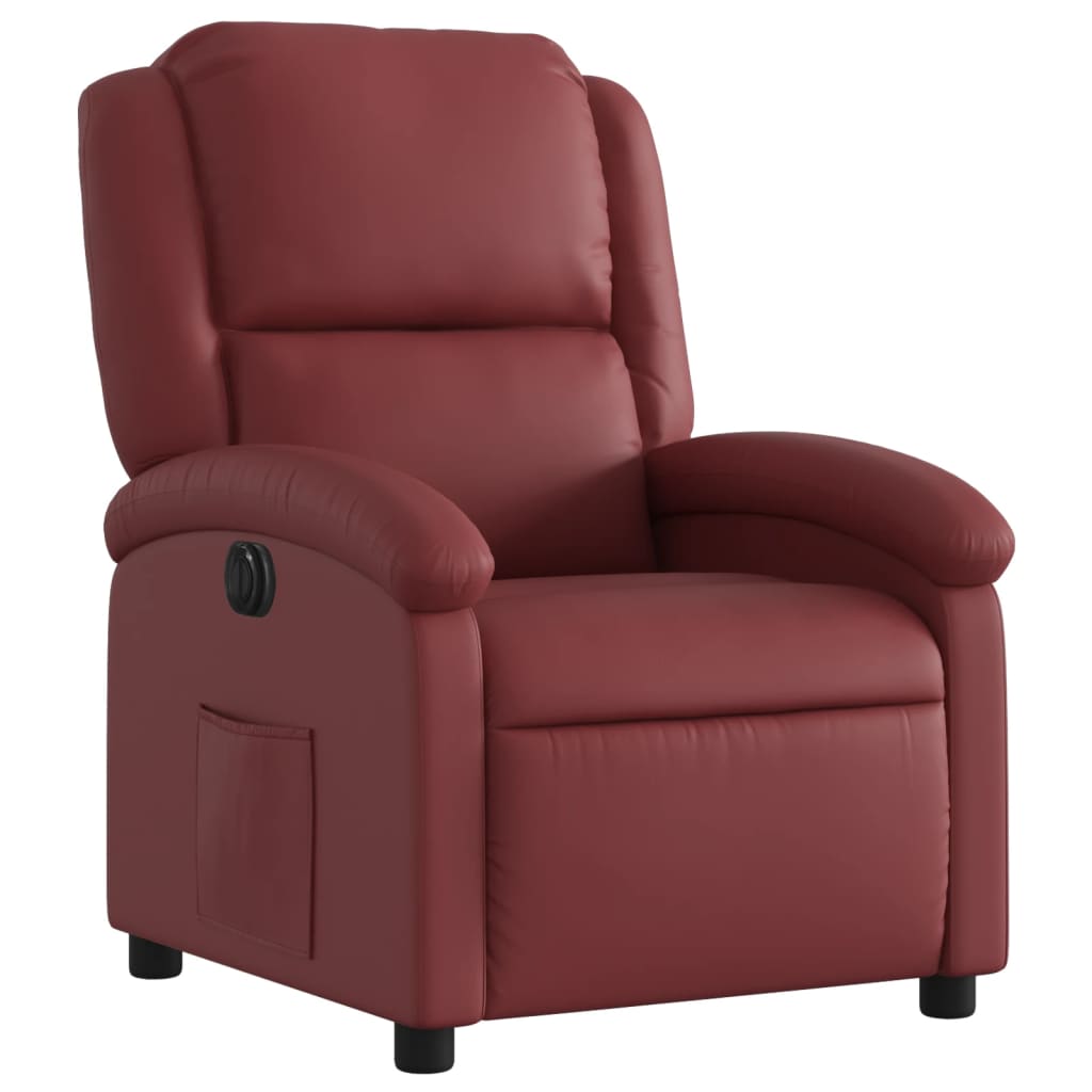 Poltrona reclinável elétrica couro artificial vermelho tinto