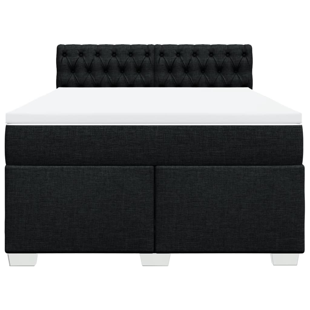 Cama com molas/colchão 160x200 cm tecido preto