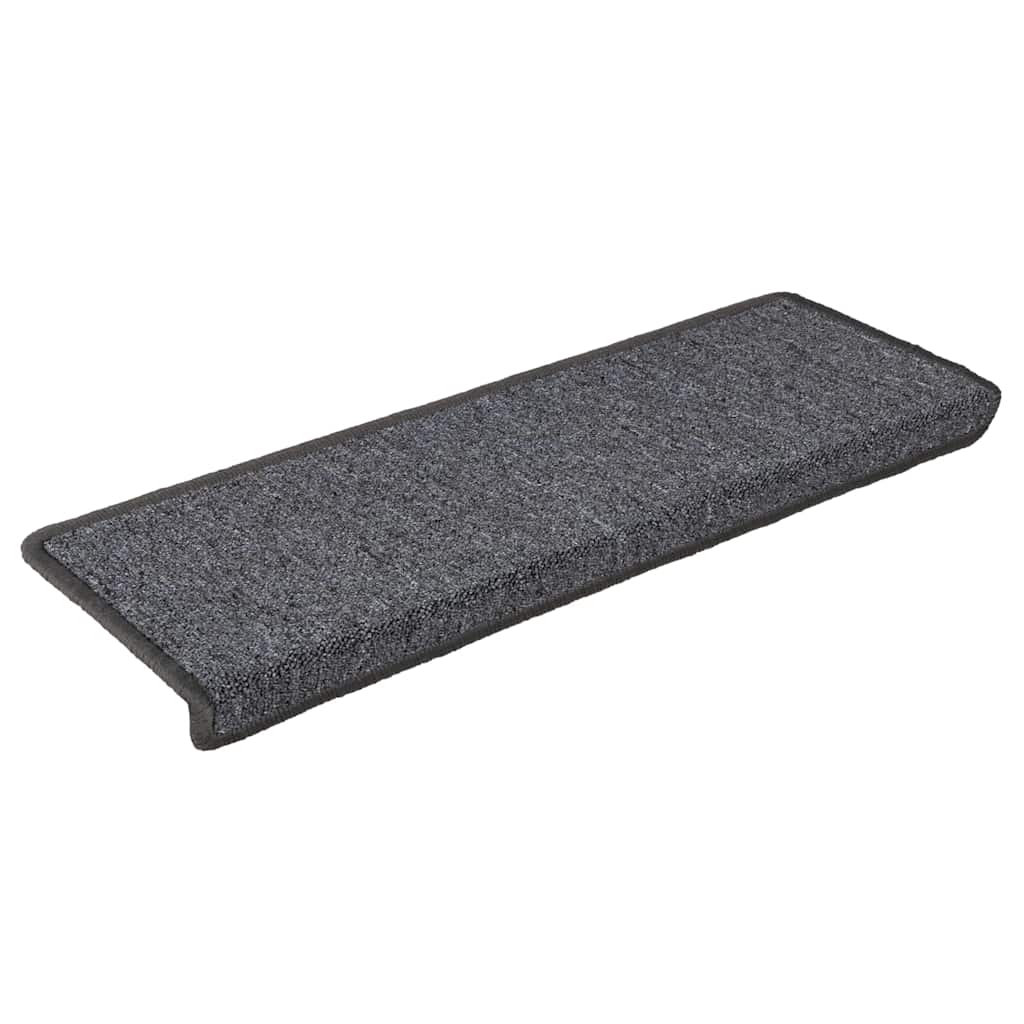 Tapetes de escada 30 peças 65x21x4 cm cinza escuro com borda retangular