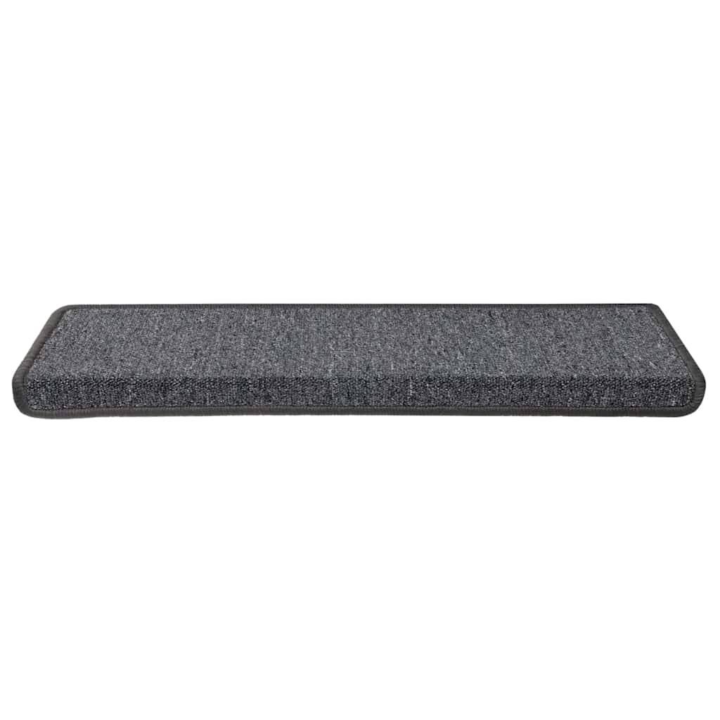Tapetes de escada 30 peças 65x21x4 cm cinza escuro com borda retangular