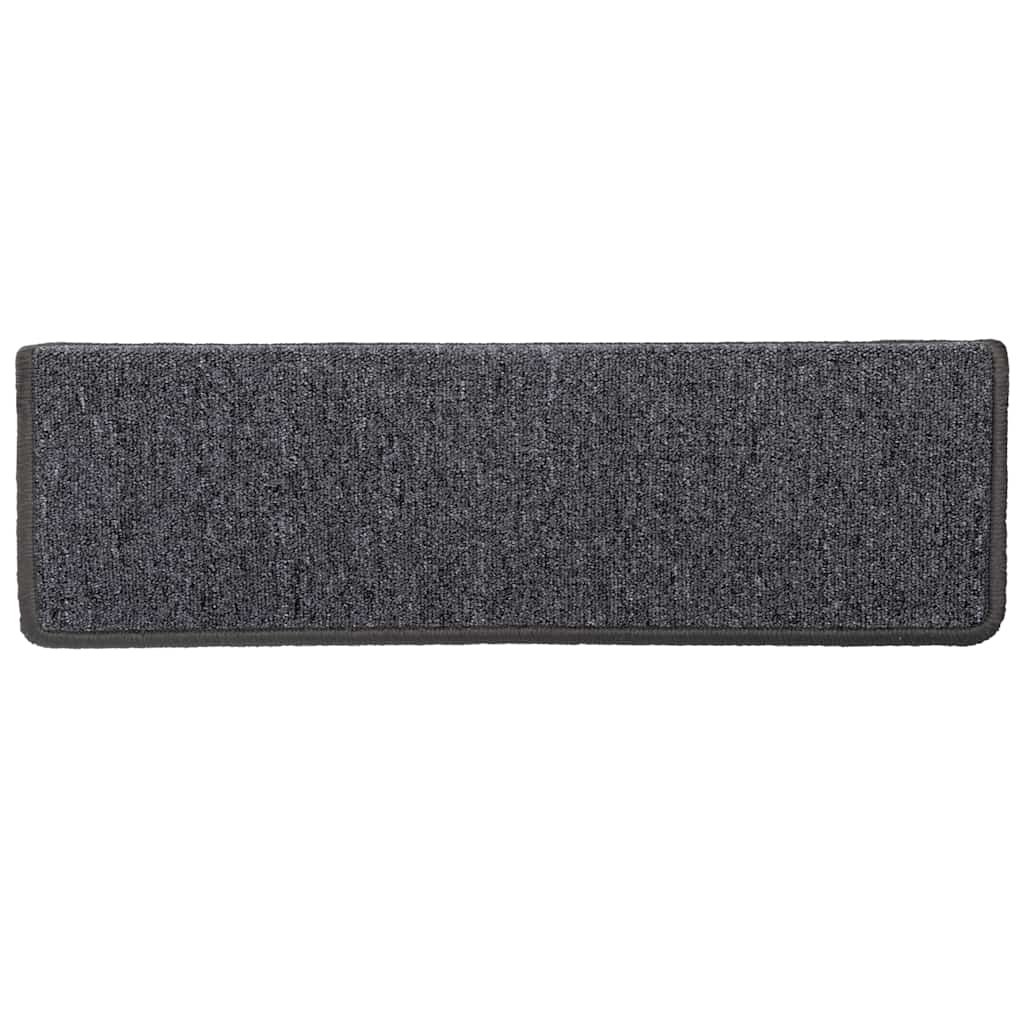 Tapetes de escada 30 peças 65x21x4 cm cinza escuro com borda retangular