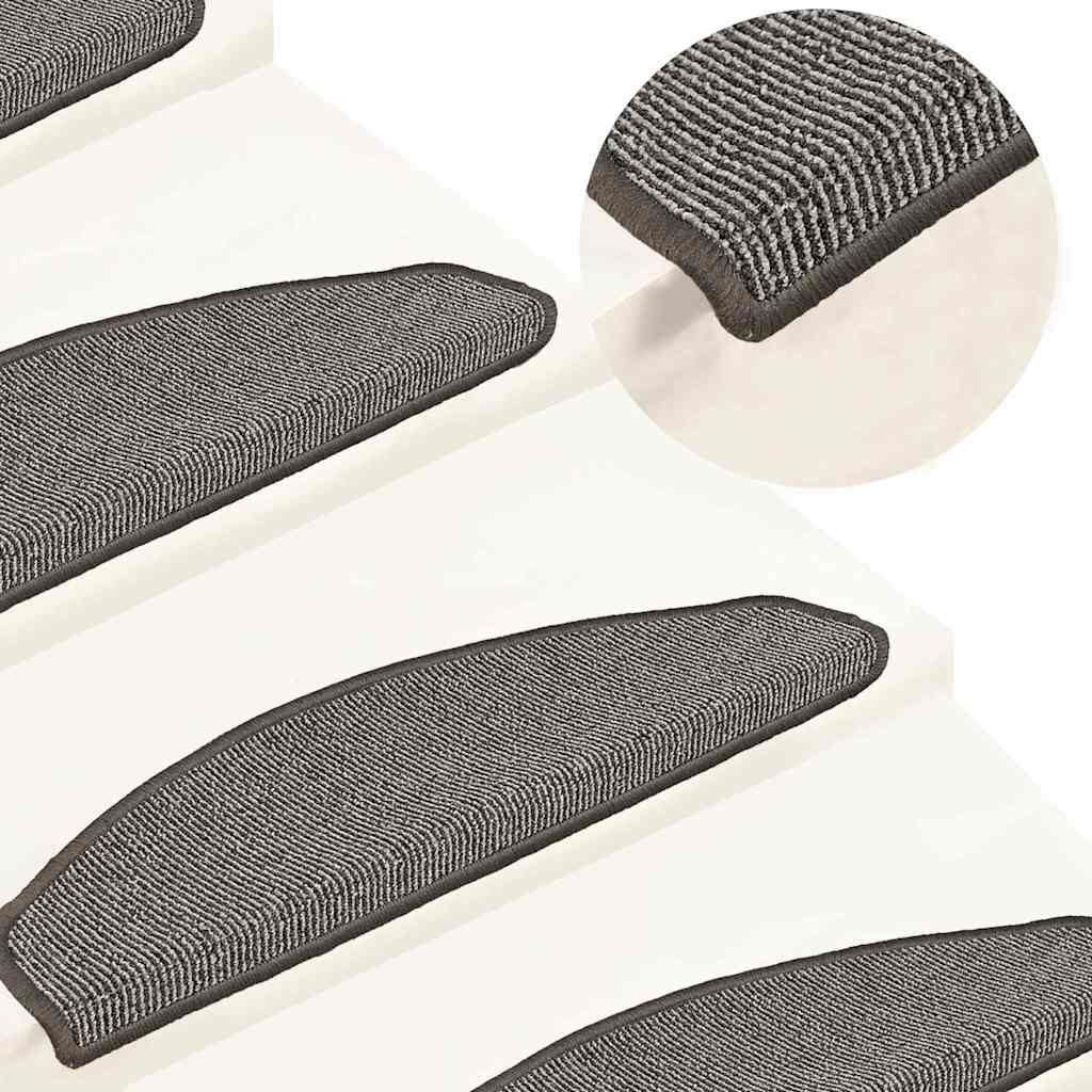 Tapetes de escada 15 peças 65x21x4 cm cinza semicircular grande