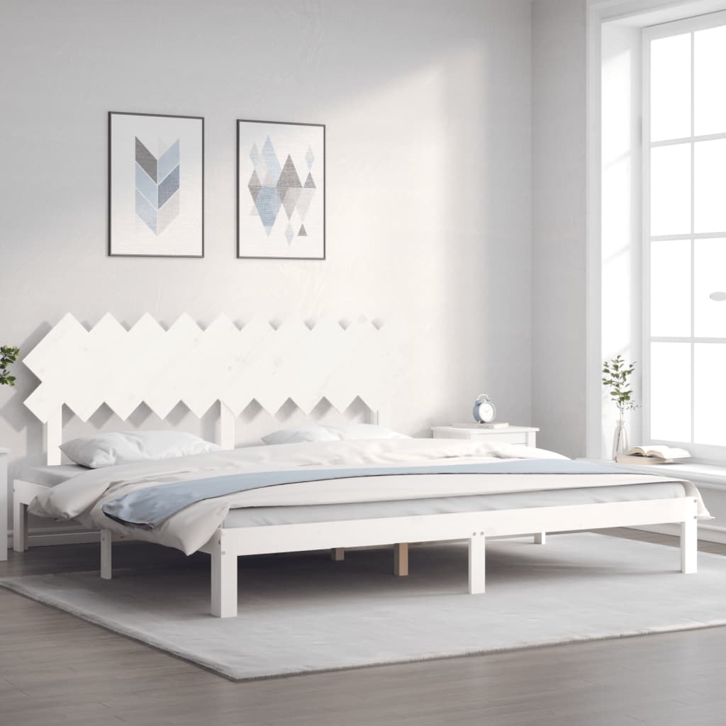 Cama sem colchão 200x200 cm madeira de pinho maciça branco