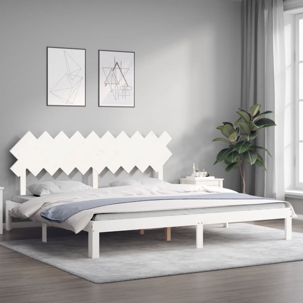 Cama sem colchão 200x200 cm madeira de pinho maciça branco
