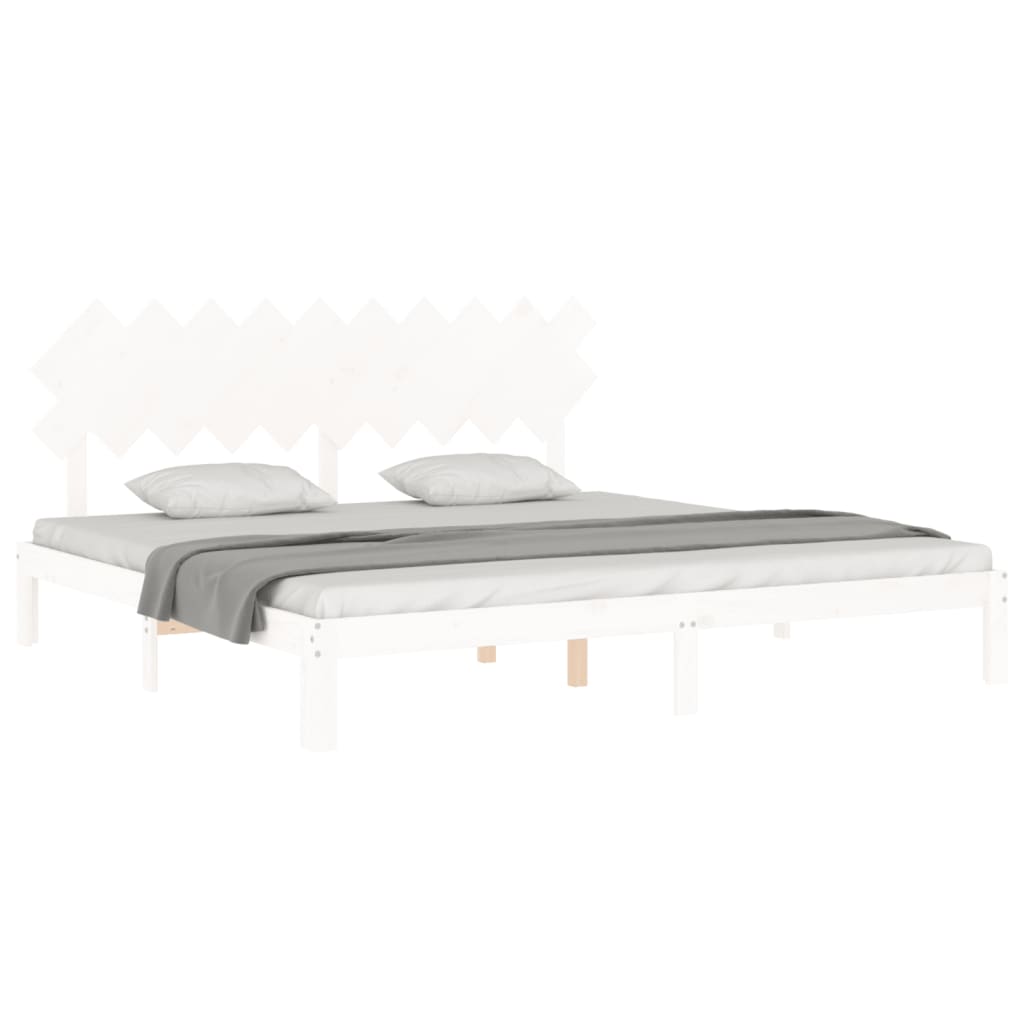 Cama sem colchão 200x200 cm madeira de pinho maciça branco