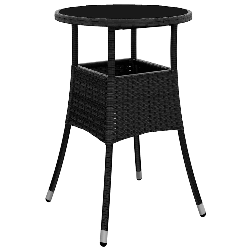 5 Pcs conjunto jantar jardim c/ almofadões vime PE/vidro preto