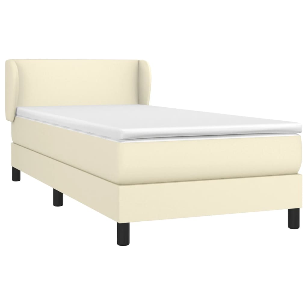 Cama com molas/colchão 80x200 cm couro artificial cor creme