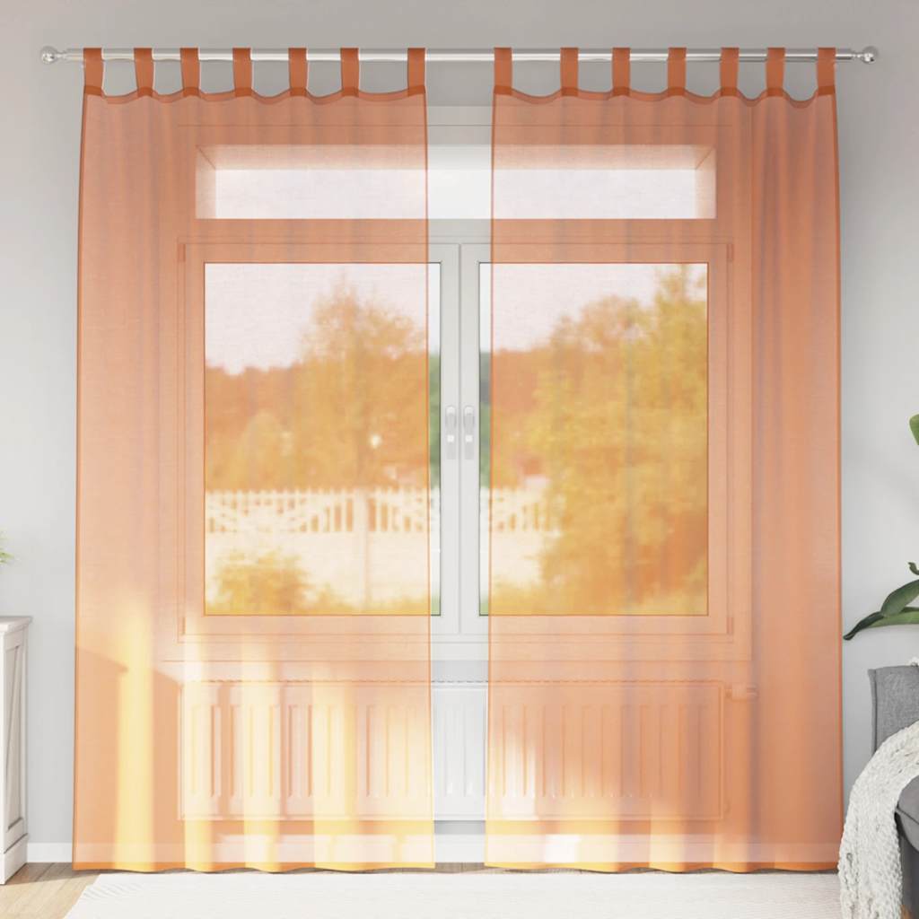 Cortinas de voile com laços 2 pcs terracota 140x245 cm