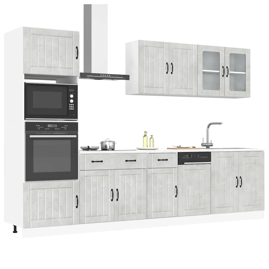 7 Peças armário de cozinha conjunto lucca cinzento cimento
