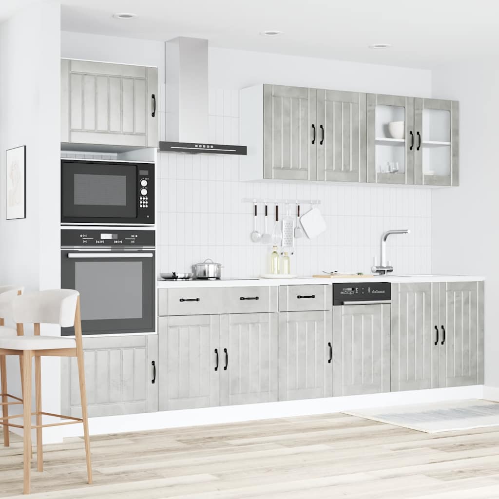 7 Peças armário de cozinha conjunto lucca cinzento cimento