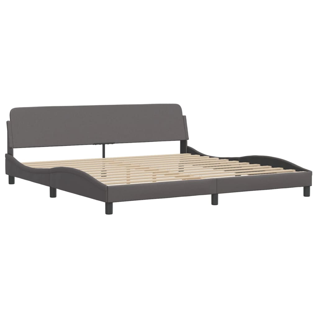 Cama com colchão hvar 200x200 cm couro artificial cinzento